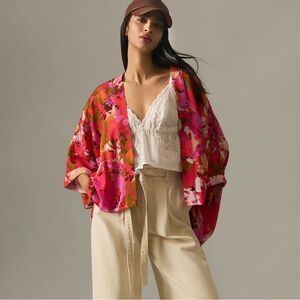 Vibrant Floral Kimono Cardigan One Size